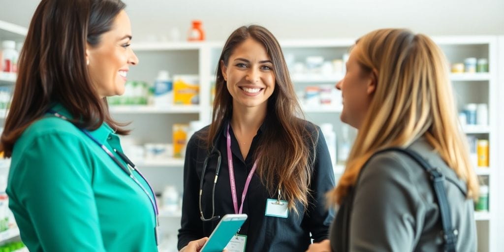 Freundlicher Kundenservice in einer Versandapotheke.