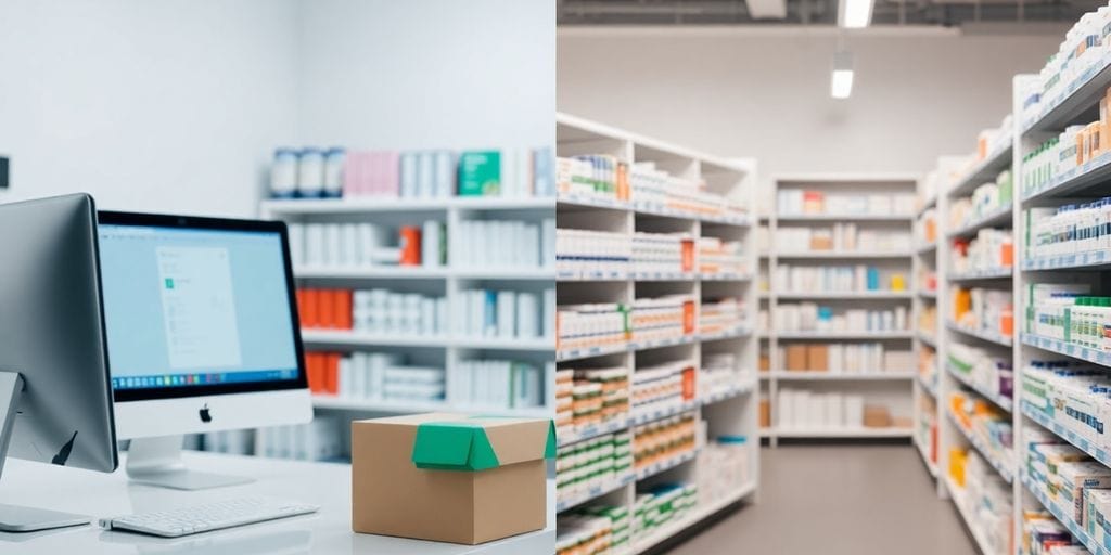 Versandapotheke und stationäre Apotheke im Vergleich.